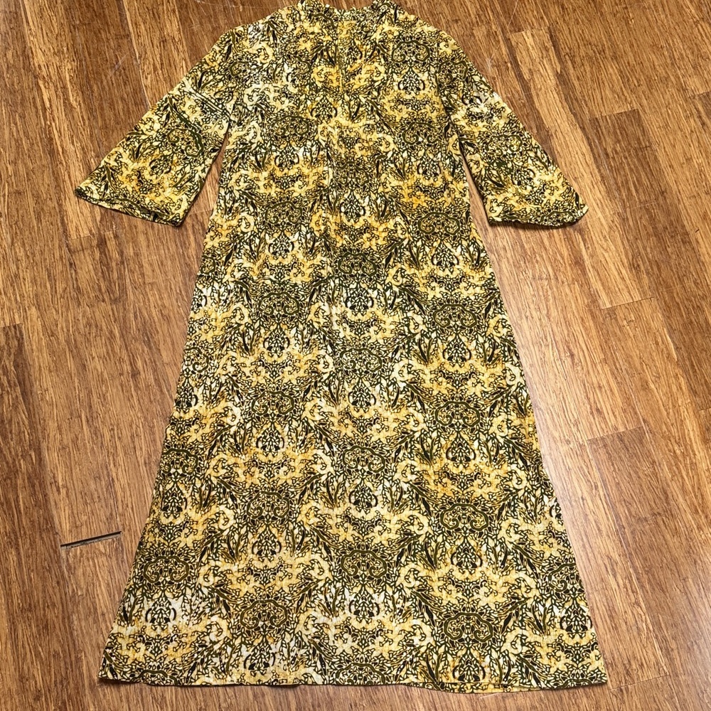 Beautiful Batik Maxi Dress Gold Green